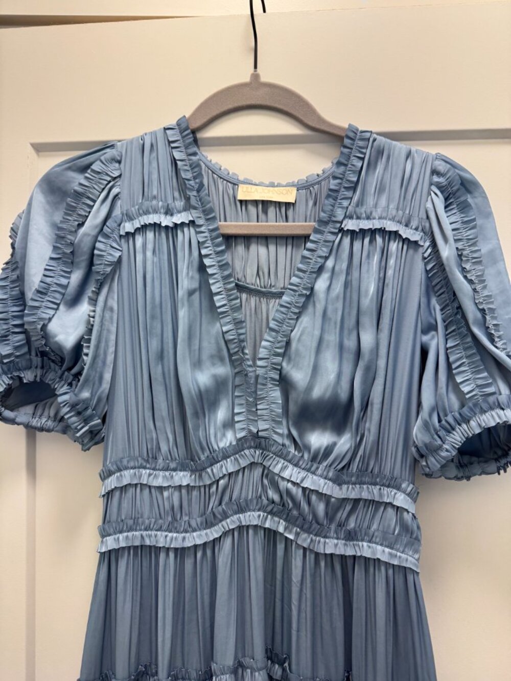 Ulla Johnson Olivia Puff Sleeve Midi Dress Atlantic Size 2 - Picture 4 of 5